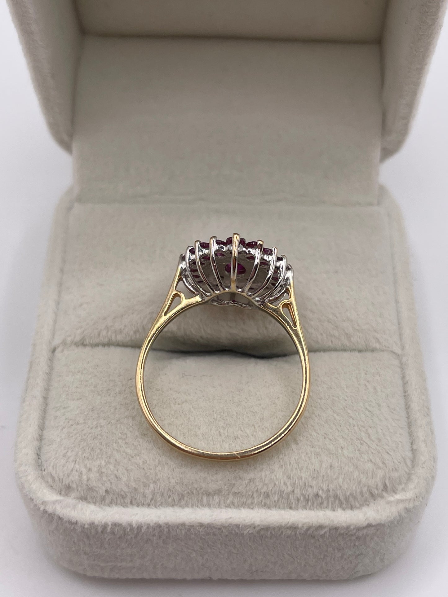 9ct gold ruby and diamond heart ring