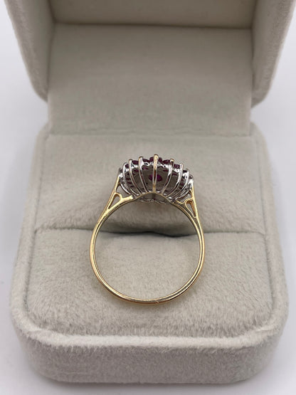 9ct gold ruby and diamond heart ring