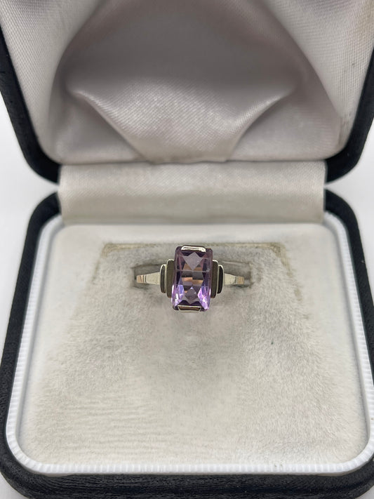9ct two tone amethyst ring