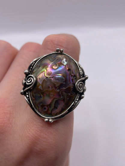 Silver abalone shell ring