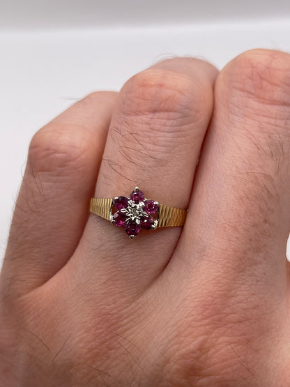 9ct gold ruby and diamond ring