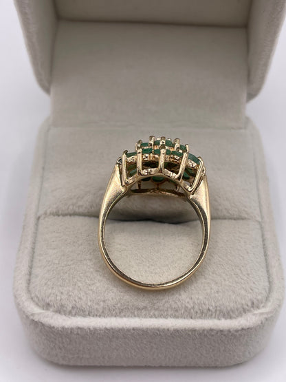 9ct gold emerald cluster ring