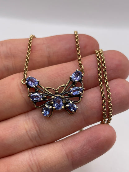 9ct gold tanzanite butterfly necklace