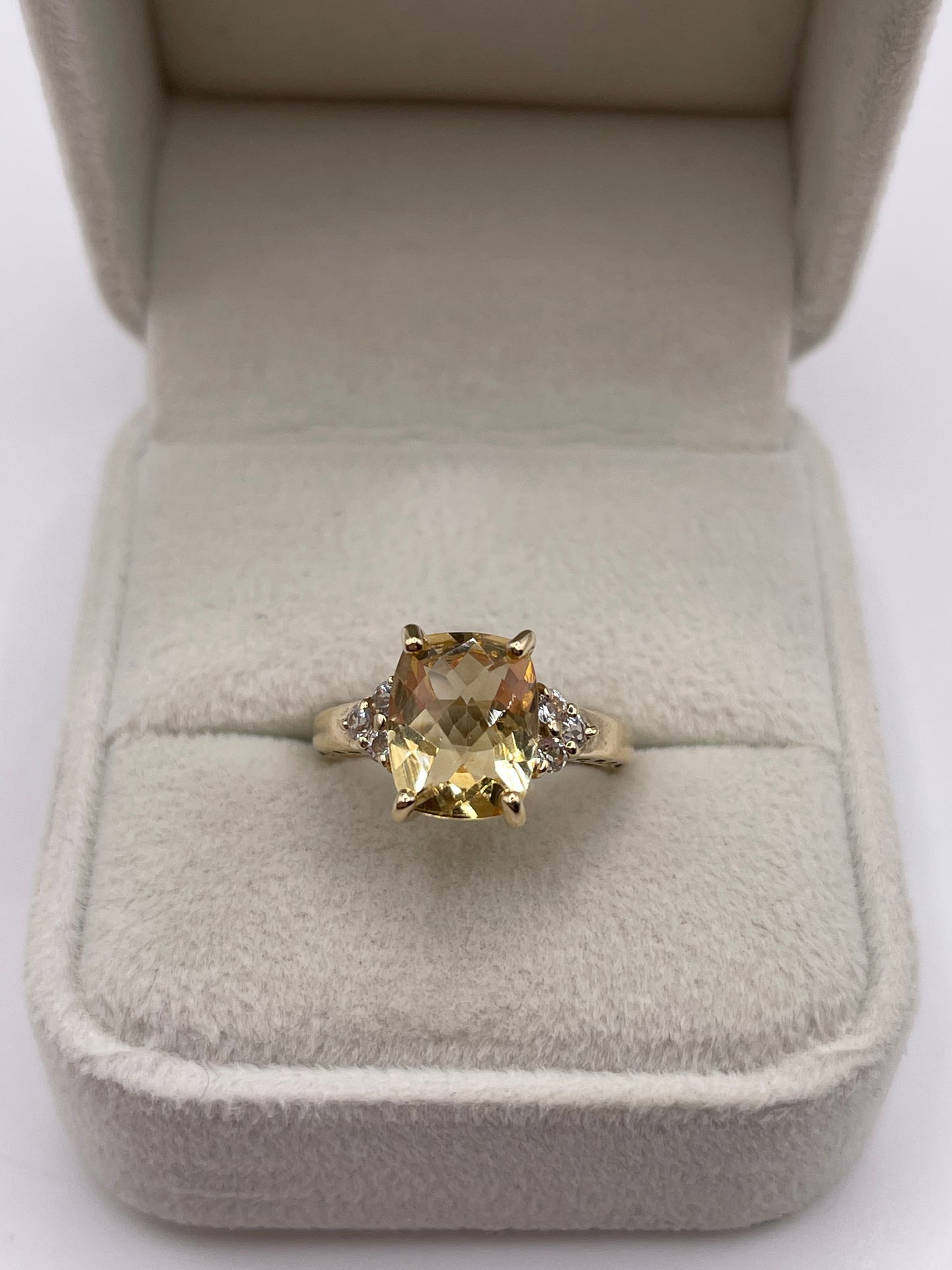 9ct gold citrine and zircon ring