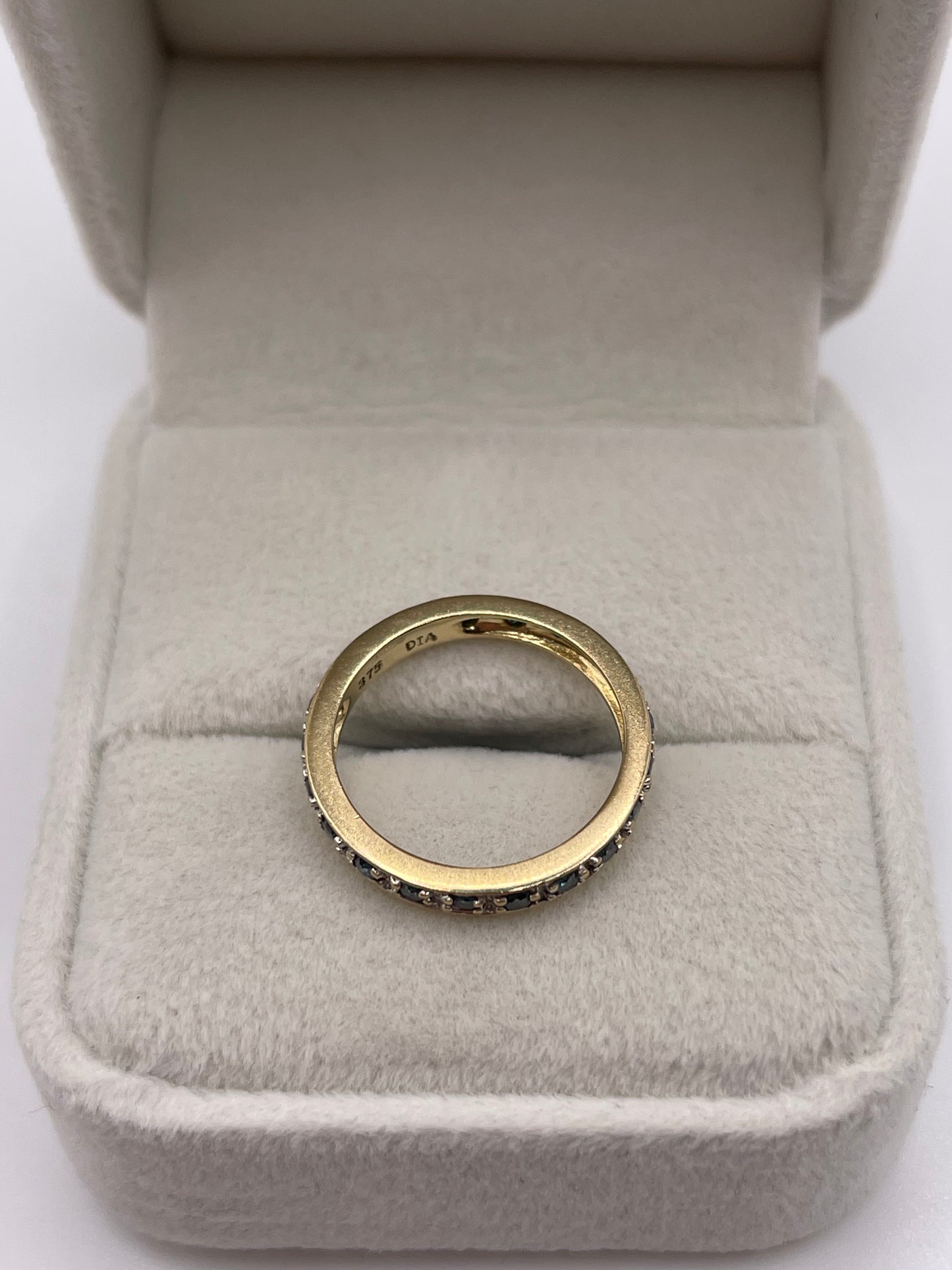 9ct gold blue diamond eternity ring