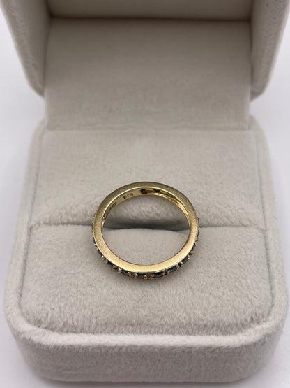 9ct gold blue diamond eternity ring