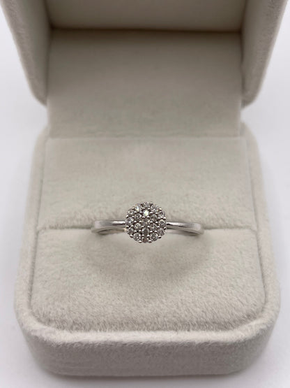 9ct white gold diamond cluster ring