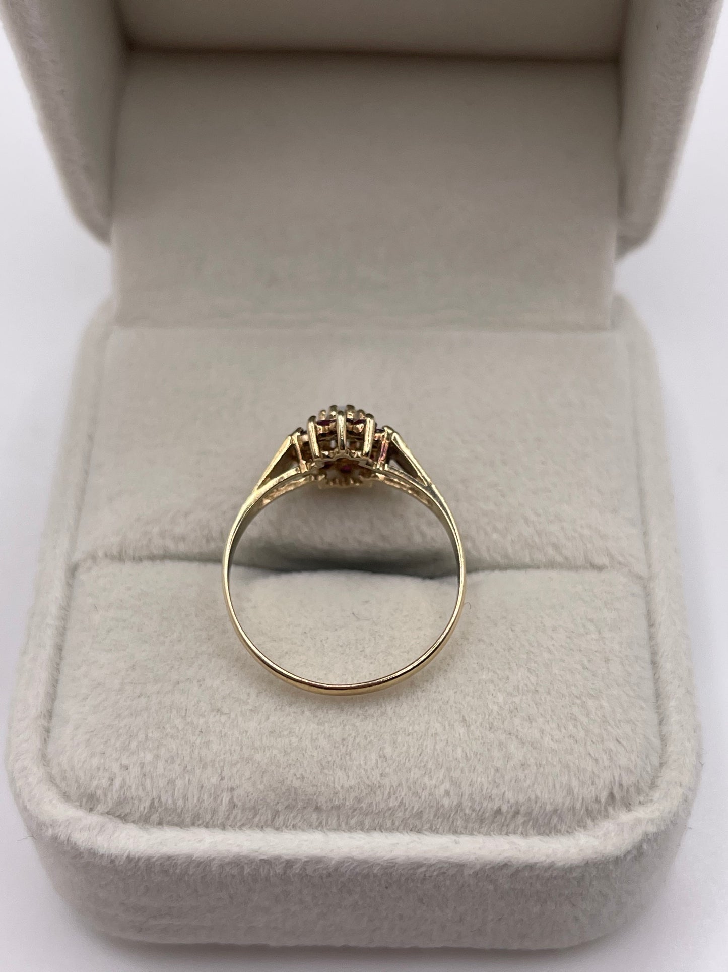 9ct gold opal and ruby ring