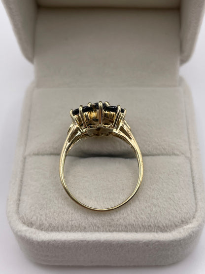 9ct gold sapphire cluster ring