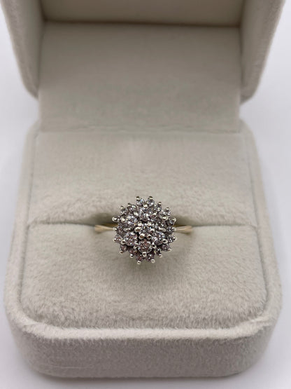 9ct gold diamond cluster ring