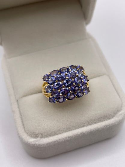 9ct gold tanzanite cluster ring