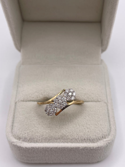 9ct gold diamond cluster ring