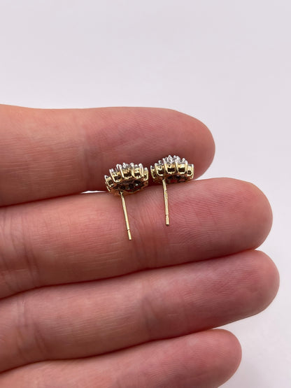 9ct gold diamond cluster earrings