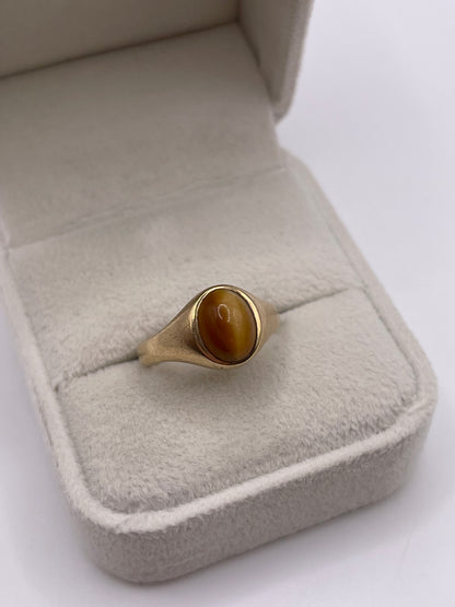 9ct gold tigers eye signet ring