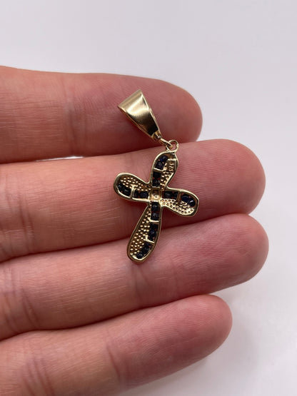 9ct gold sapphire and diamond cross pendant