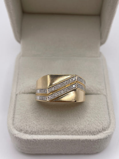 9ct gold diamond signet ring