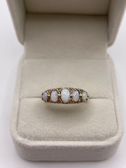 9ct gold opal and diamond ring