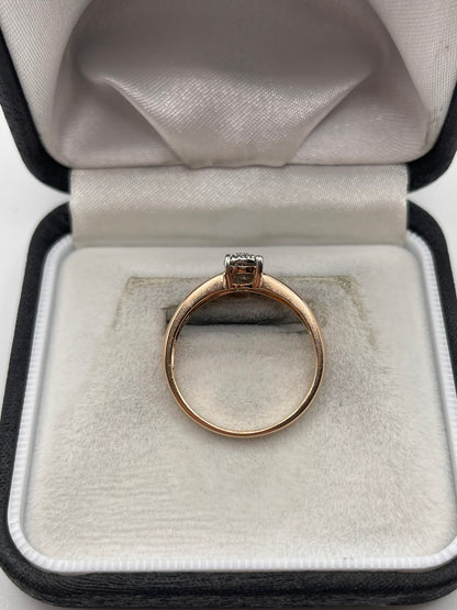 9ct rose gold diamond cluster ring