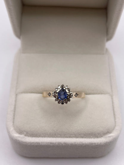 9ct gold sapphire and diamond ring
