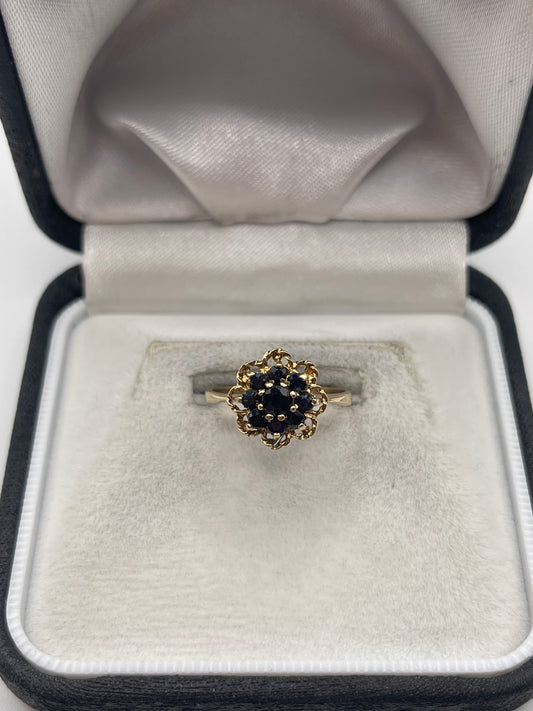 9ct gold sapphire cluster ring