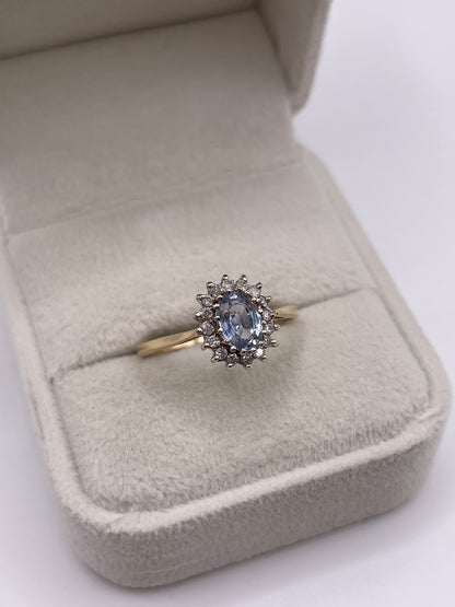 9ct gold sapphire and diamond ring