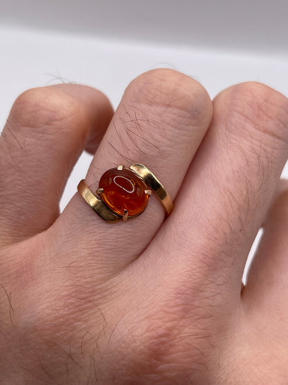 14ct rose gold amber ring