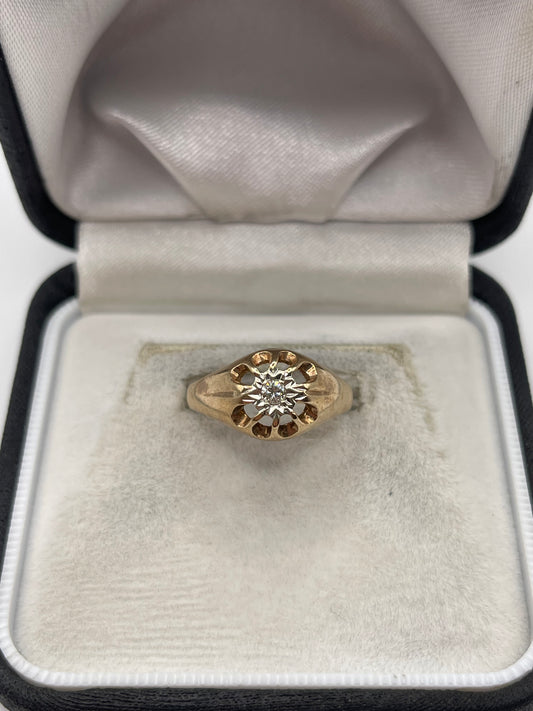 9ct gold diamond gypsy ring