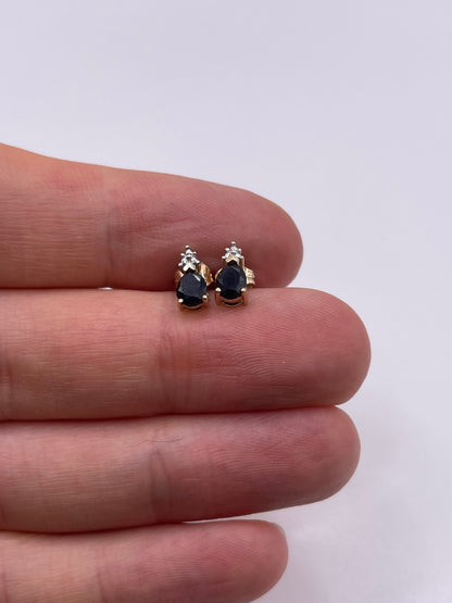 9ct gold sapphire and diamond earrings