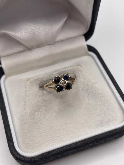 9ct gold sapphire and diamond ring