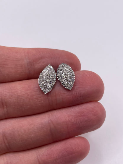 9ct white gold diamond cluster earrings