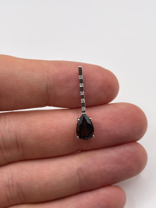 9ct white gold Smokey quartz and diamond pendant