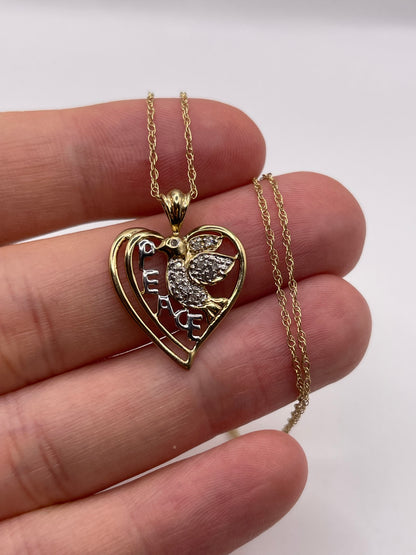 9ct gold diamond peace necklace