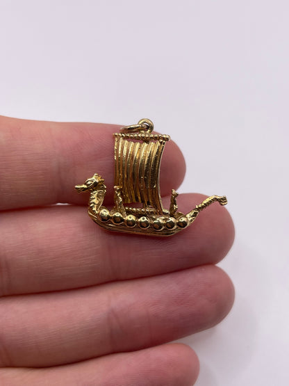 9ct gold Viking ship charm