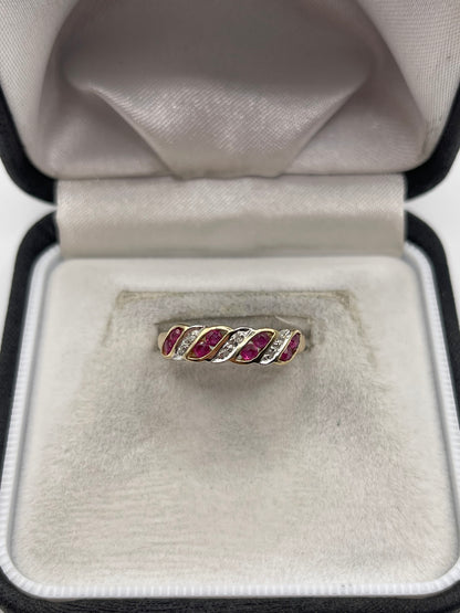9ct gold ruby and diamond ring