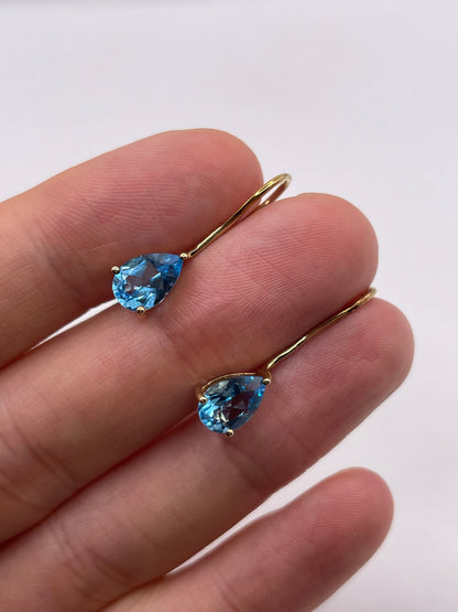 9ct gold blue topaz earrings