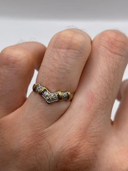 9ct gold diamond wishbone ring