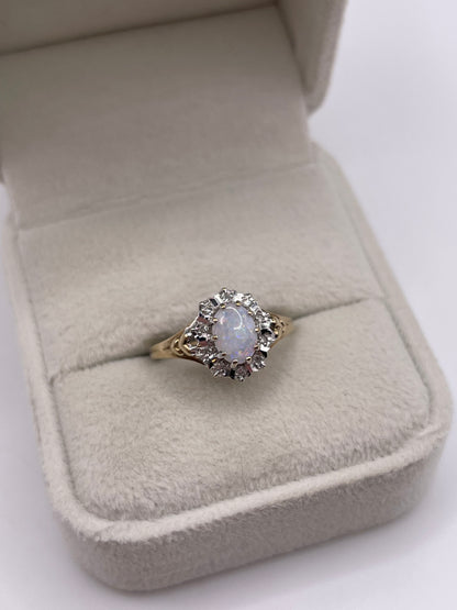 9ct gold opal and diamond ring