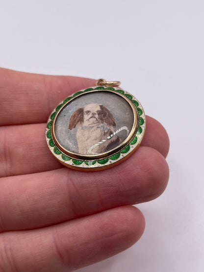 Antique 15ct gold enamel locket pendant