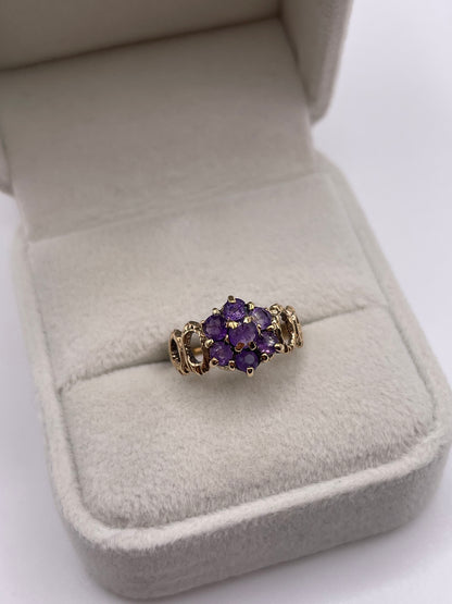 9ct gold amethyst cluster ring