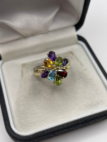 9ct gold multi gemstone ring