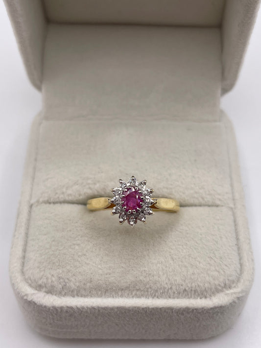 18ct gold ruby and diamond ring