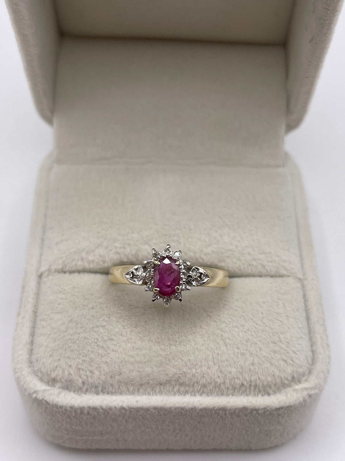 9ct gold ruby and diamond ring