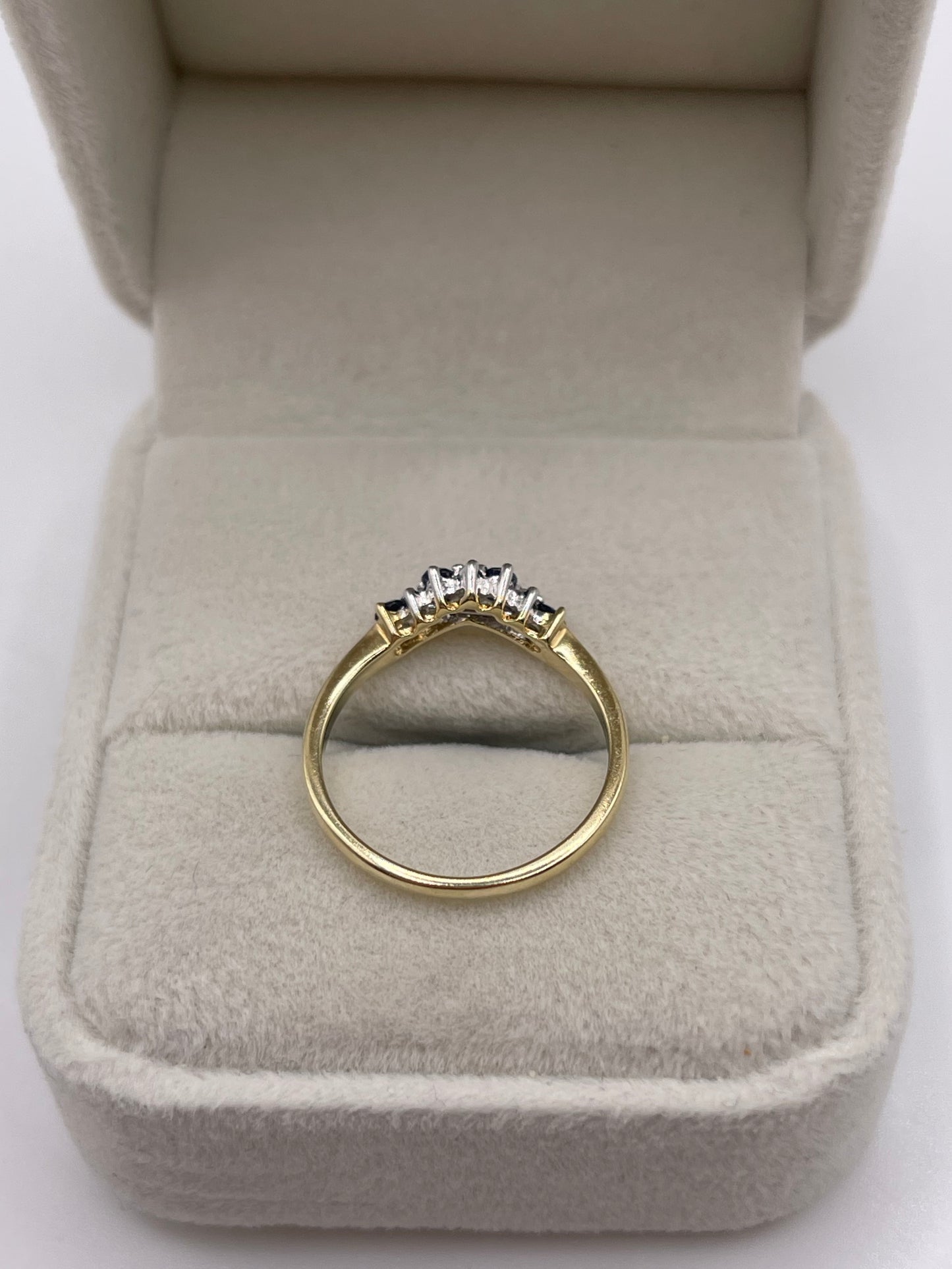 9ct gold sapphire and diamond wishbone ring
