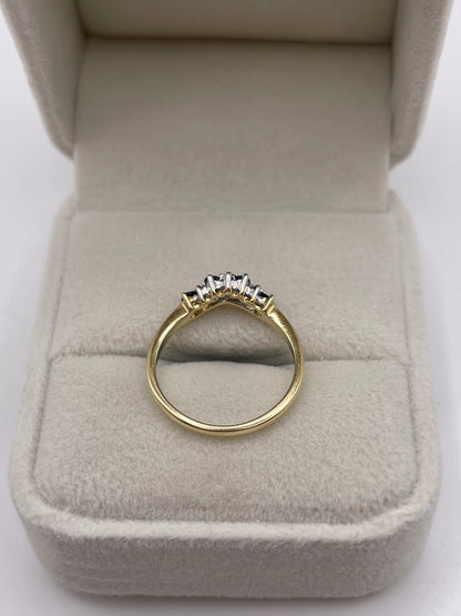 9ct gold sapphire and diamond wishbone ring
