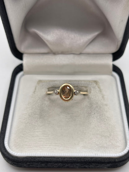 9ct gold quartz and zircon ring