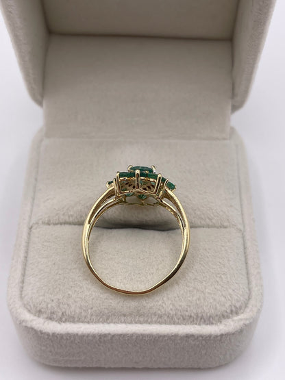 9ct gold emerald and diamond cluster ring