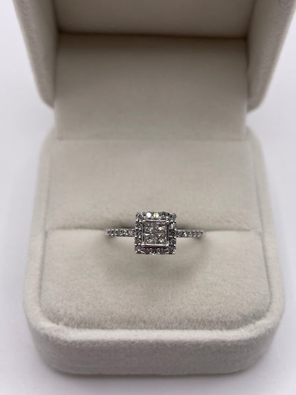 14ct white gold diamond cluster ring