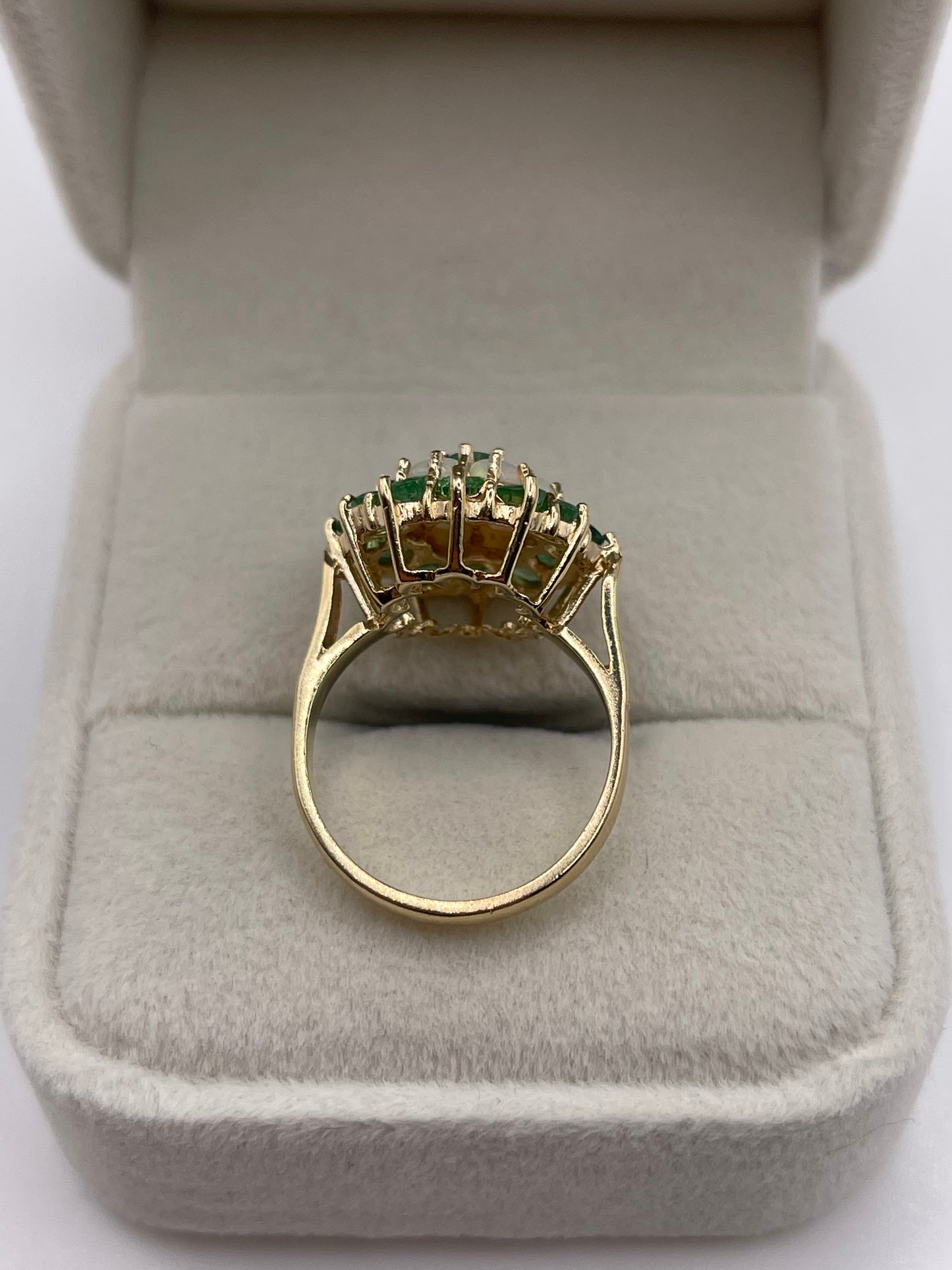 9ct gold opal and emerald ring