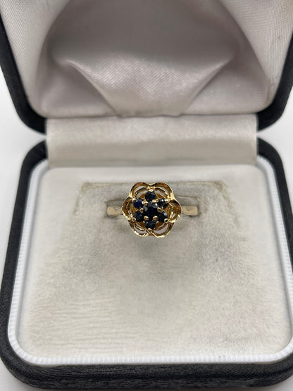 9ct gold sapphire cluster ring