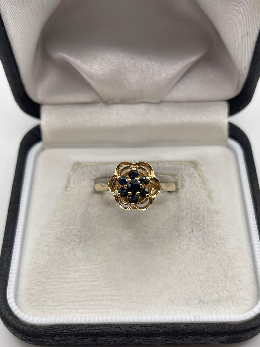 9ct gold sapphire cluster ring
